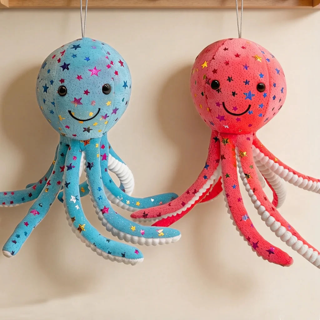 30cm Stars Octopus Plush Toy Stuffed Aquatic Cartoon Animal Doll Smiling Face Plushie Appeasing   Birthday Gift