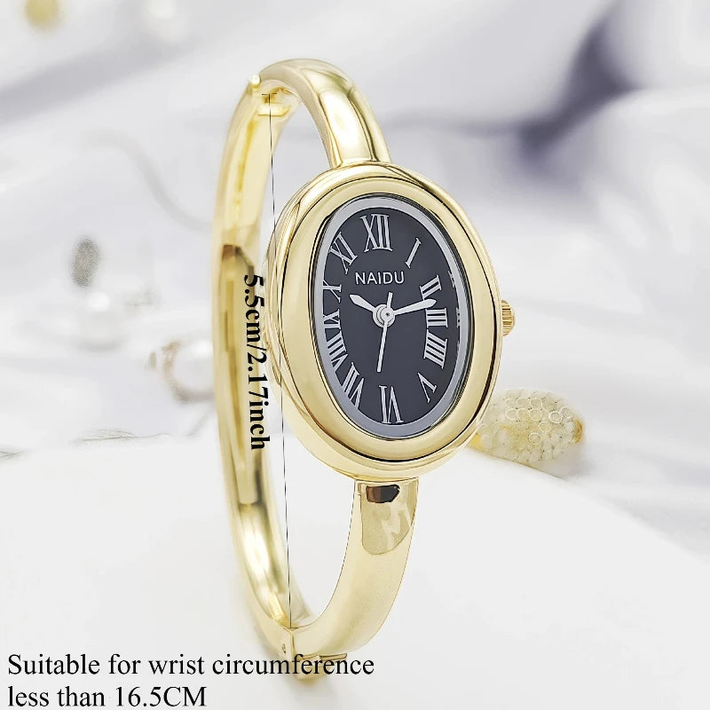 Fashion Women Mid Ancient Style Oval Dial Small Watch Adjustable Steel Strap Quartz Wristwatch Relogio Feminino Dropshipping