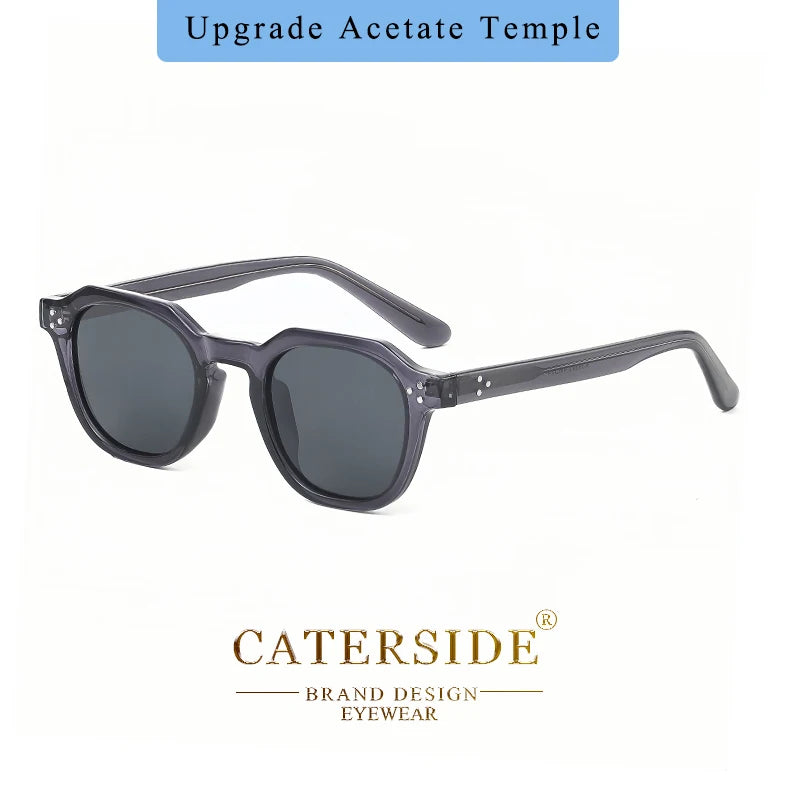 CATERSIDE Retro Polarized Sunglasses Men Acetate Temple / TR Frame Polygon Women Sun Glasses High Quality Travel UV400 Eyewear