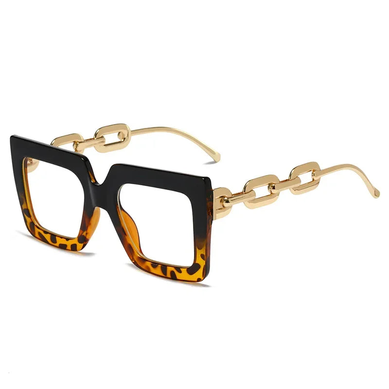 JNPCXI New Striped Chain Square Anti Blue Glasses Frames Retro Men Women Optical Fashion Computer Glasses 2022 New Arrival