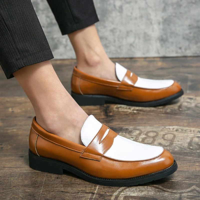 Classic Formal Shoes Man Casual Brogue Loafers Men High Quality Social Leather Shoes Slip On Business Dress Man Leather Shoes