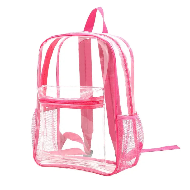Large Capacity Transparent Backpack Casual Zipper Waterproof Clear Backpack School Bag Visible PVC Backpack Travel Bag for Women