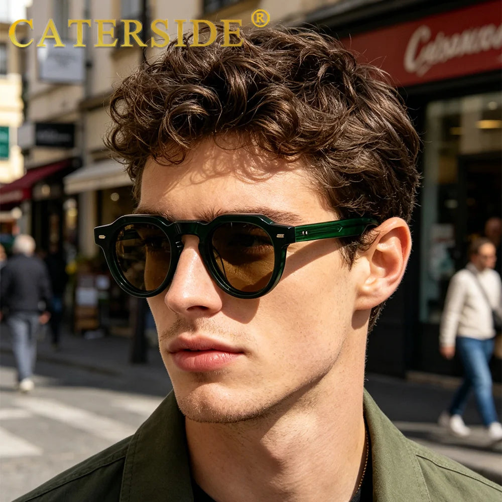 CATERSIDE Acetate Simple Men Sunglasses Polarized Small Frame High-Quality Frame Sun Glasses Women Party Travel Outdoor Glasses