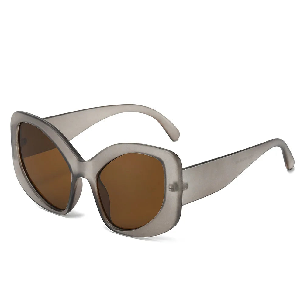 JNPCXI Fashion Oversized Cat Eye Women Sunglasses Shades UV400 Retro Men Matte Orange Candy Color Sun Glasses