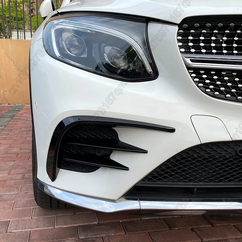 For Mercedes Benz GLC Class X253 GLC260 300 GLC43 AMG 2016-2019 Car Front Bumper Splitter Spoiler Fog Light Trim Gloss Black