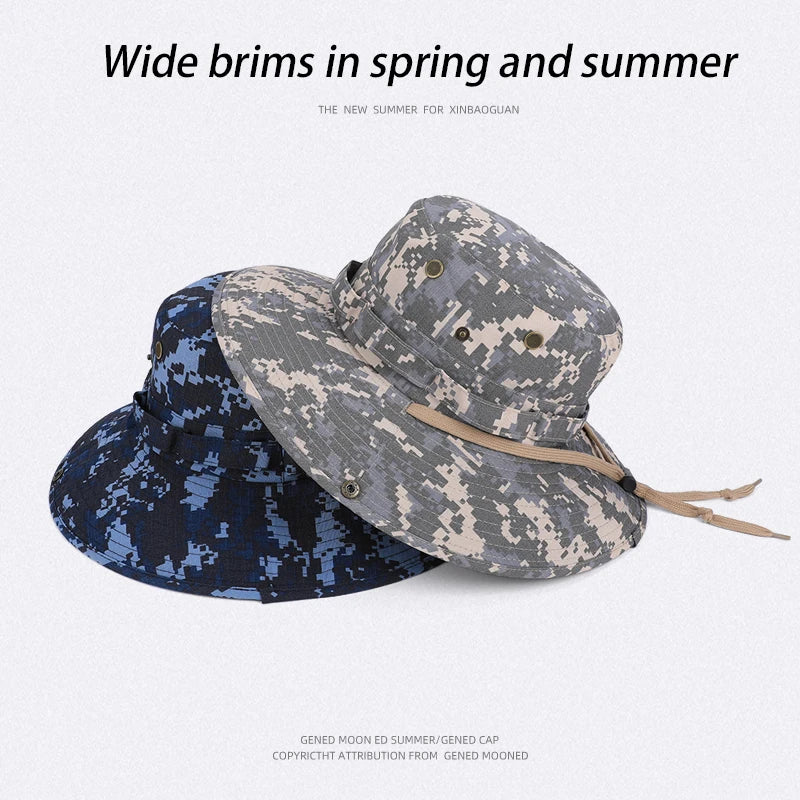 New spring and summer outdoor fisherman hats for men. Fishing andmountaineeringtacticalhatswithcamouflagelargebrims,brea