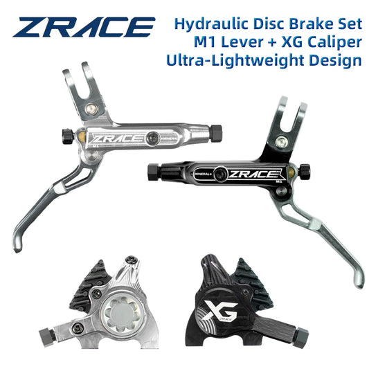 ZRACE M1 XG Flat Mount Disc Brake, CNC Lightweight Gravel/BMX Brake Set for Flat Handlebar, Front+Rear Alloy Calipers