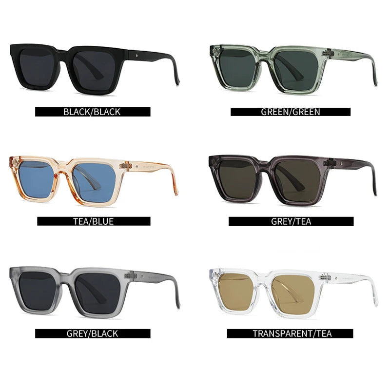JNPCXI Fashion Square Sunglasses Women Shades UV400 Retro Tea Blue Men Trending Sun Glasses