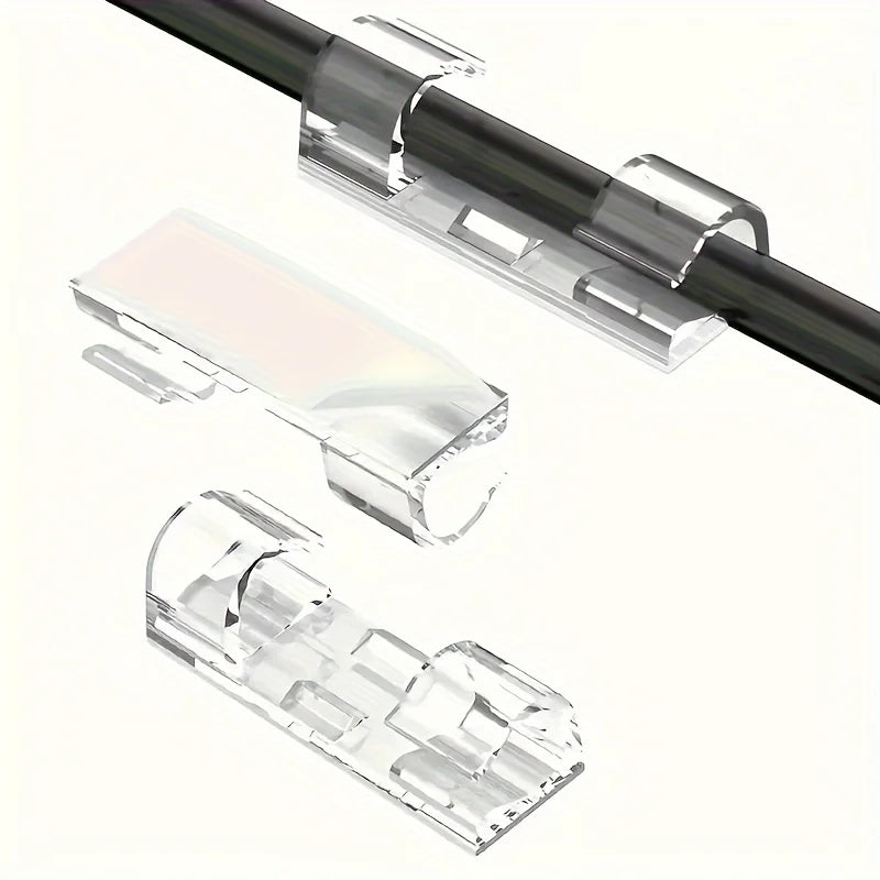 20/60/100 Adhesive Cable Clamps Transparent Wire Brackets Power Line Management, Plastic Cable Tissue Clamps Walls Under Tables