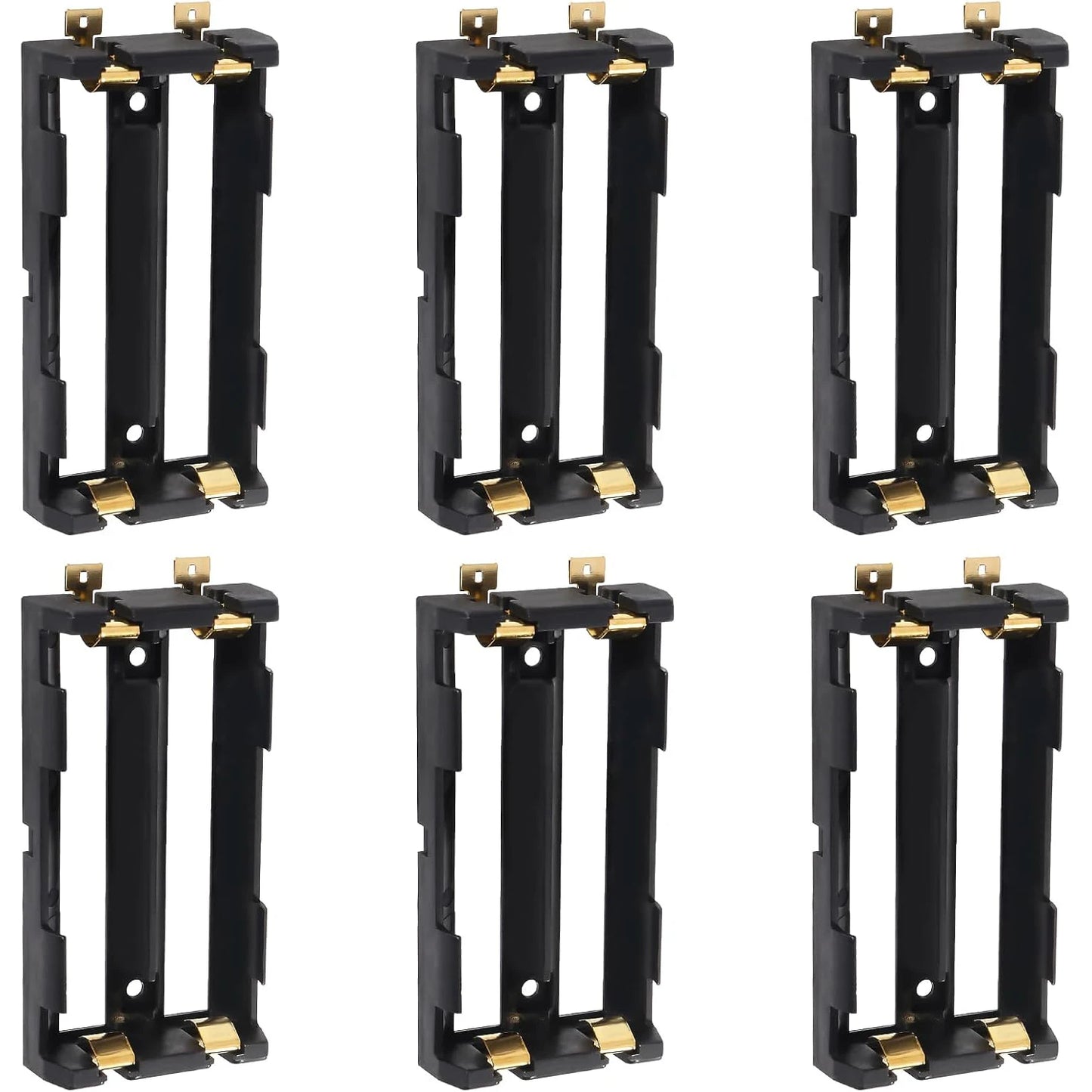 6PCS 18650 Battery Holders 2 Slots 18650 Battery Clip Holder Box Case for 18650 Battery Copper Contacts Battery Storage Case