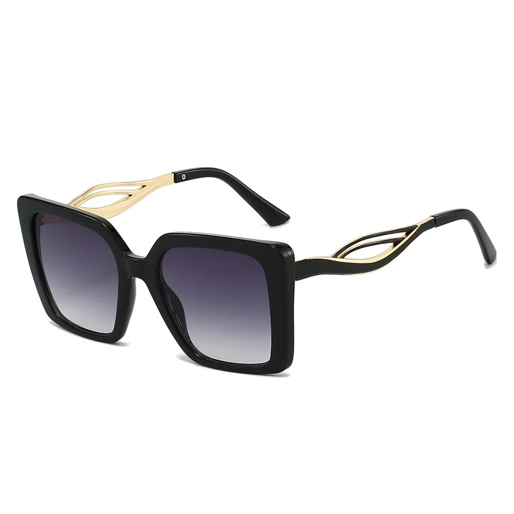 JNPCXI Retro Square Leopard Print Gradient Frame Women Sunglasses Ins Hollow Temple Design Men Casual Sun Glasses UV400