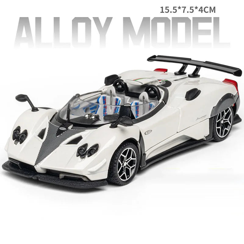 1:32 Pagani Huayra BC HP Diecast Alloy Sports Cars Model Toys with Sound Light Pull Back Doors Opened Vehice Boy Christmas Gifts