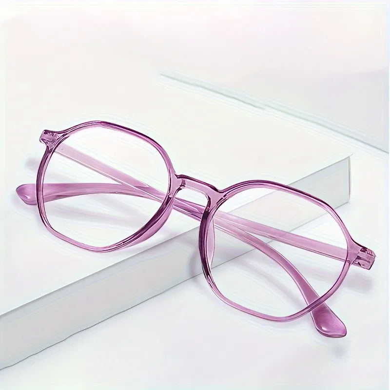 1 Pair of Sleek Anti Aging Reading Glasses Ultra Lightweight Hexagonal Full Frame with Clear AC Lenses for Men  Women