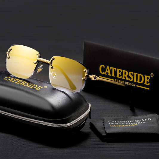 CATERSIDE Fashion Frameless Sunglasses Men Women Luxurious Outdoor Party Sun Glasses Metal Frame Mirror Gradient Lens Eyewear