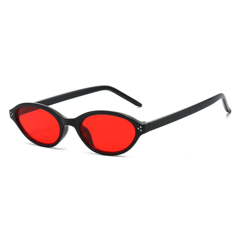 JNPCXI New Fashion Small Oval Sunglasses Women Ins Popular Retro Rivets Men Candy Color Punk Sun Glasses Clear Lens Frame UV400