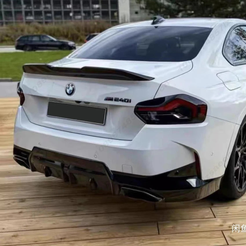 For BMW 2 Series G42 M240i M235i M Sport 2021-2025 LED Car Rear Bumper Diffuser Lip Spoiler Body kit Gloss Black  Accessories