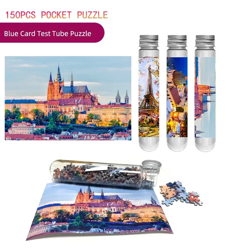MaxRenard Jigsaw Puzzle Mini Pieces 150pcs Test Tube Family Game Portable Perfect for Home Decor and Relaxation Gift