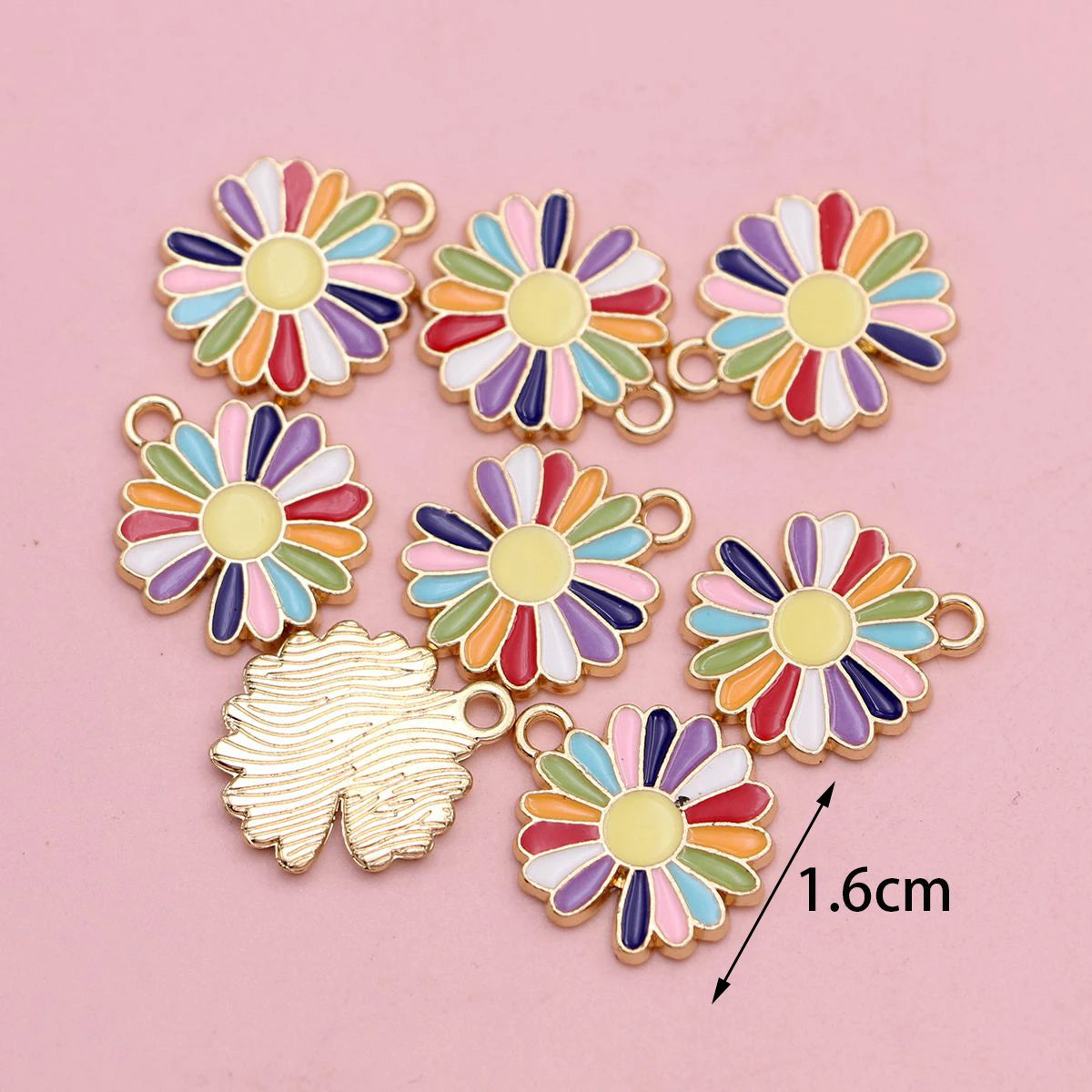 10Pcs Gold Plated Chrysanthemum Flower Charm Connectors for Making Bracelet DIY Jewelry Accessories
