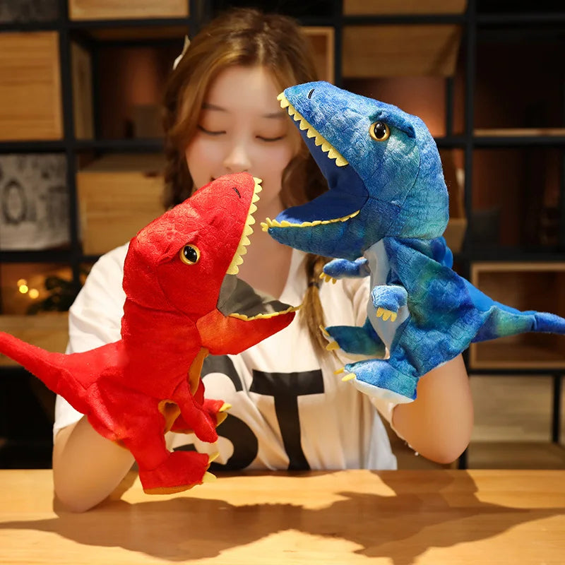 1 pc Dinosaur Plush Hand Puppets Lifelike Triceratop Tyrannosaurus Rex Hand Puppets for Kids Adults Muppets