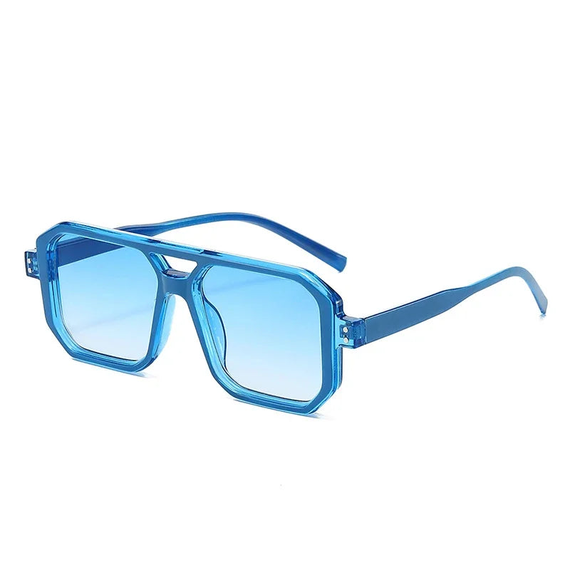 JNPCXI New Retro Double Bridges Square Men Punk Sunglasses Fashion Clear Gradient Shades UV400 Women Brand Designer Sun Glasses