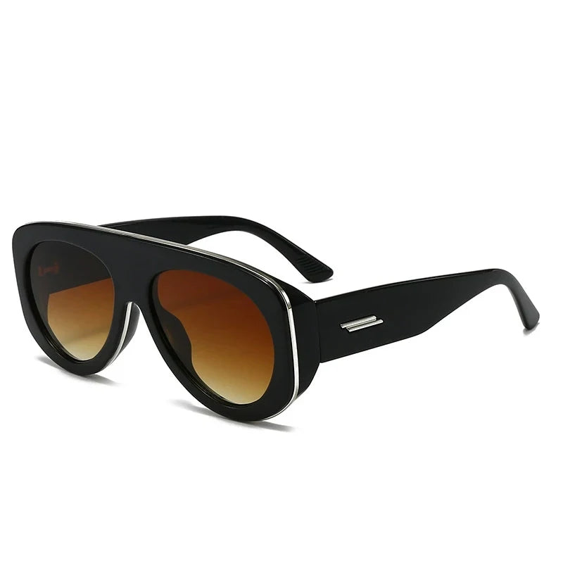 JNPCXI New Oversized Oval Pilot Sunglasses Women Big Luxury Brand Retro Y2K Punk Mirror Sun Glasses for Ladies Shades UV400