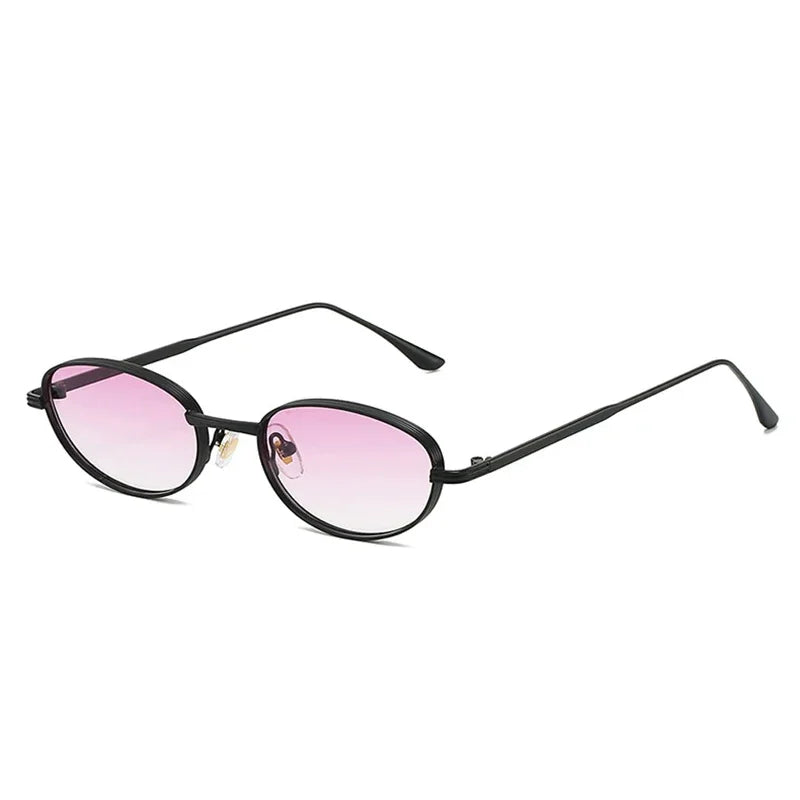 JNPCXI New Vintage Oval Metal Women Sunglasses Shades UV400 Fashion Gradient Blue Shades UV400 Men Punk Sun Glasses