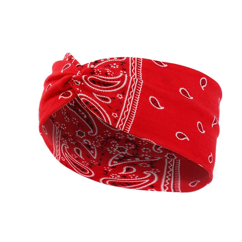 A Paisley Cashew flowers hair bands Pilates Elastic Yoga Headband fitness Running Cycling Sweatband Turban Makeup Hair Hoop Makeup