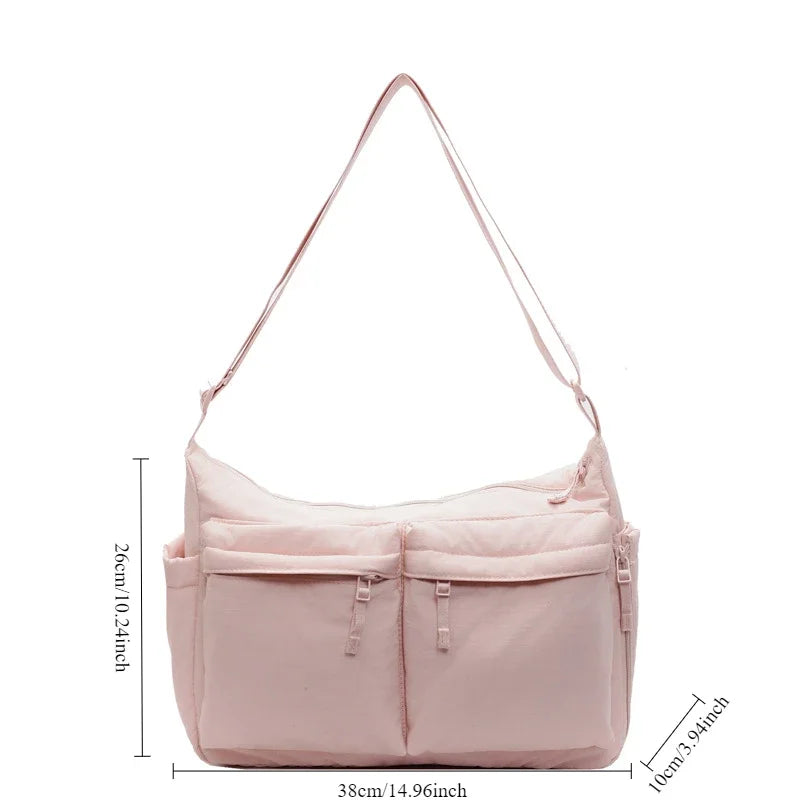 Casual Work Style Waterproof Nylon Crossbody Shoulder Bag with Large Capacity