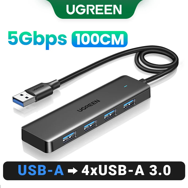 USB3.0 HUB 4 Ports USB-A Splitter Slim USB Expander Mouse Keyboard Flash Drive