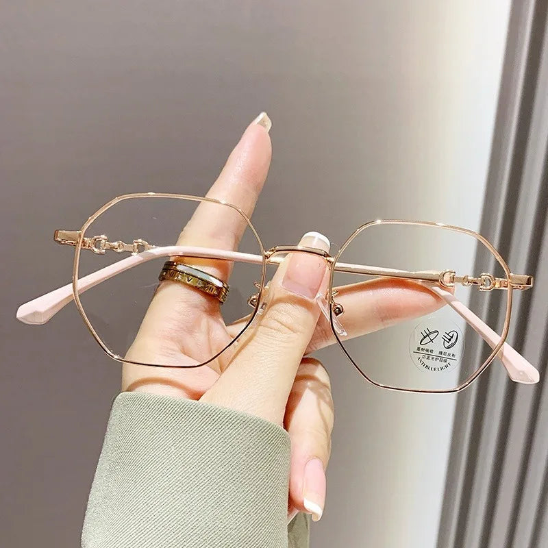 Ultralight Glasses Women Men Anti Blue Rays Polygon Frame Eyeglasses Anti-radiation Eyeglasses Korean Ultralight Glasses
