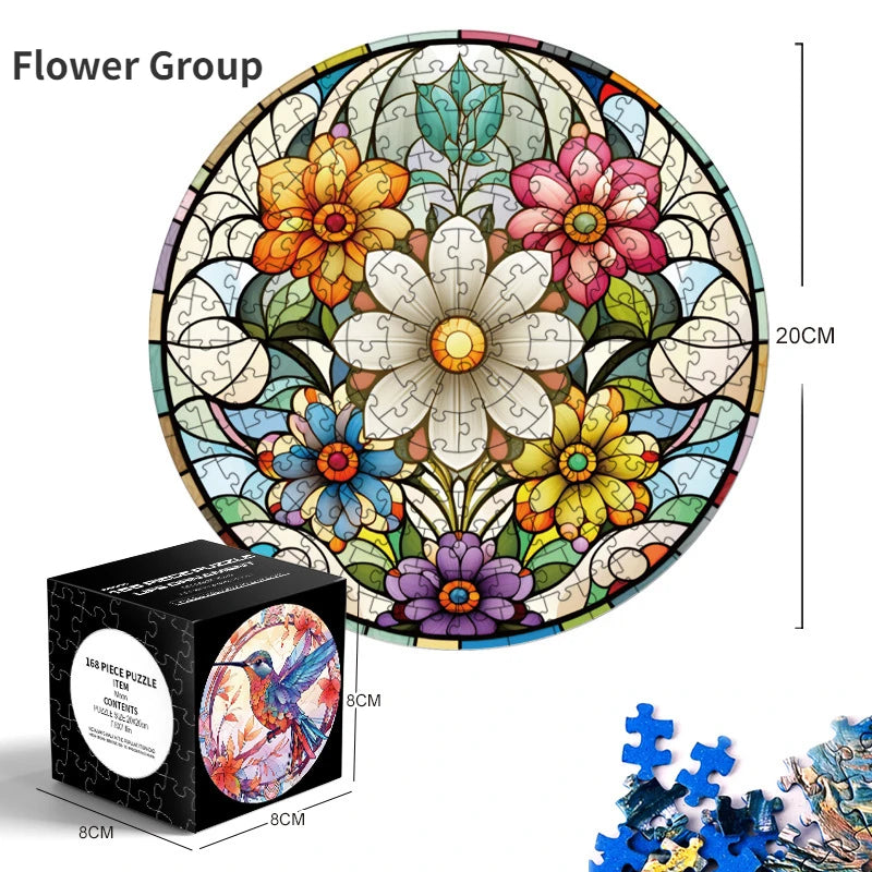 20*20cm 168 Pieces of Thickened Blue Cardboard New Mini Round Puzzle Ornament Adult Children's Toy Educational Toys