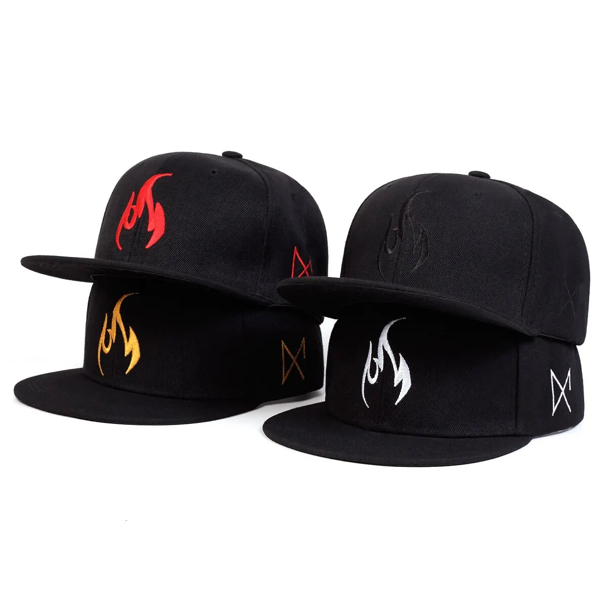 Unisex Flame Embroidery Hip-hop Hats, Adjustable Baseball Caps Sunscreen Hat