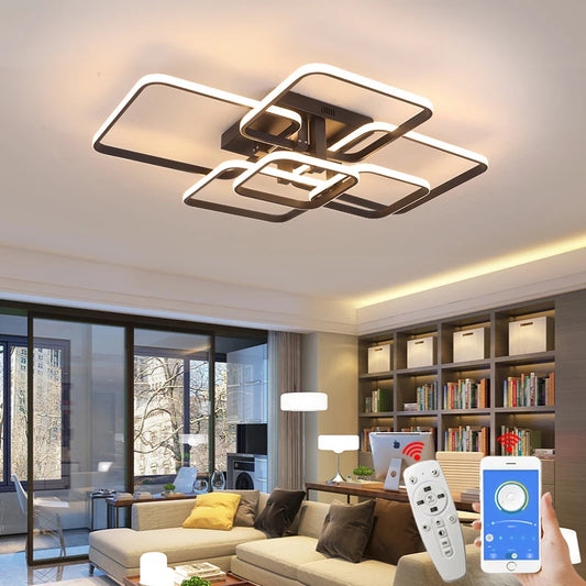 Modern Led Chandelier Living Room White Rectangle Acrylic Ceiling Chandeliers