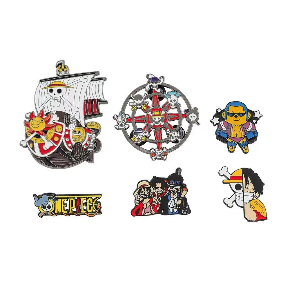 6 PCS Cartoon  Ship Brooch Anime Metal Enamel Pins Clothing Bag Lapel Badge Jewelry Gift for Fans Friends Accessories