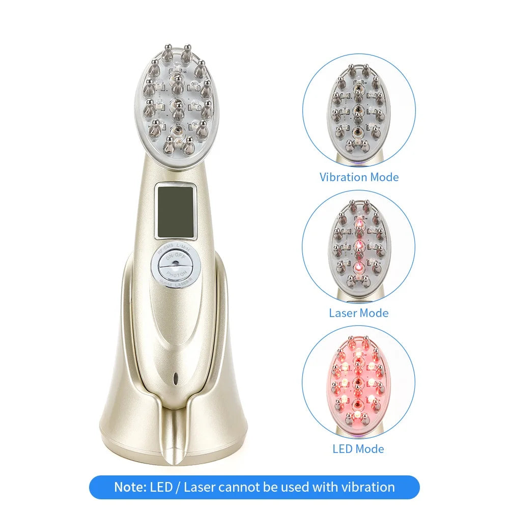 Electric Laser Hair Growth Comb Infrared EMS RF Vibration Massager Microcurrent Hair Care Hair Loss Treatment Hair Regrowth