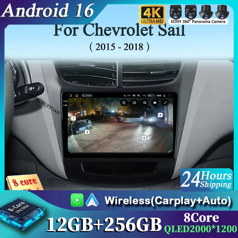 Android 16 CarPlay Auto Car Radio Multimedia navigation video Autoradio Stereo For Ch For Chevroletevrolet Sail Aveo 2015 - 2019
