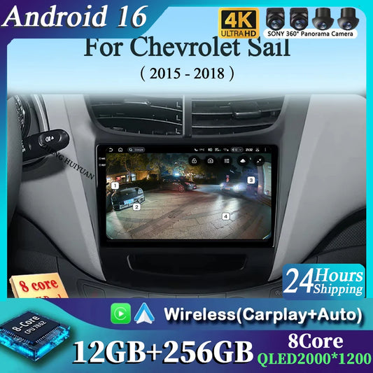 Android 16 CarPlay Auto Car Radio Multimedia navigation video Autoradio Stereo For Ch For Chevroletevrolet Sail Aveo 2015 - 2019