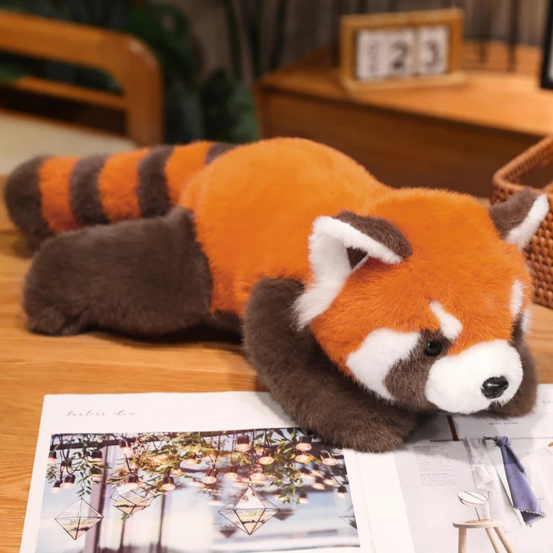 30-60cm New Stuffed Anime Figure Doll Turned Red Panda Plushie Doll Fluffy Hair Red Raccoon Animals Hug Throw Pillow Kids