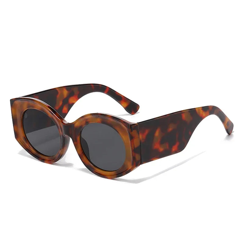 JNPCXI Fashion Oversized Oval Women Sunglasses Retro Jelly Color Orange Leopard Shades UV400 Men Gradient Sun Glasses