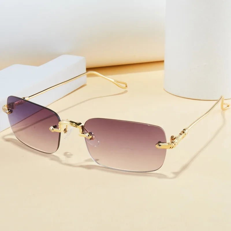 Men's Metal Frameless Sunglasses Square Frameless Sunglasses Retro Metal Sunglasses Trendy Street Photography Street Style