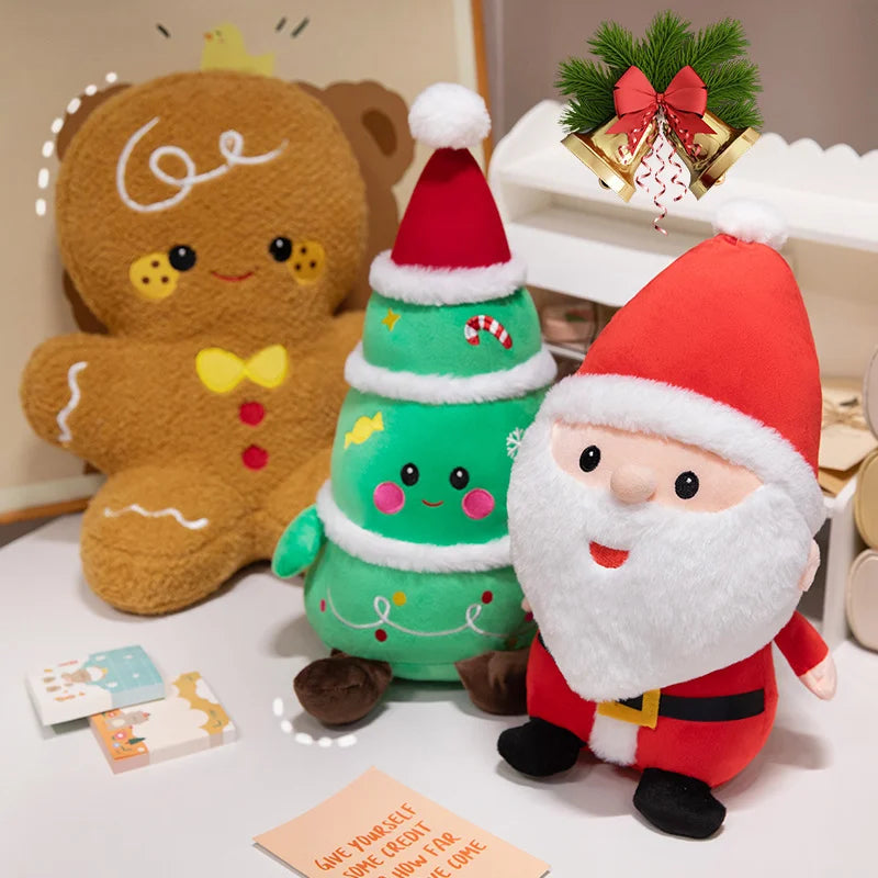 New Christmas Plush Toy Soft Pillows Cute Santa Claus Snowman Elk & Gingerbread Man Santa Claus hat Home Decor Kid Xmas Gift