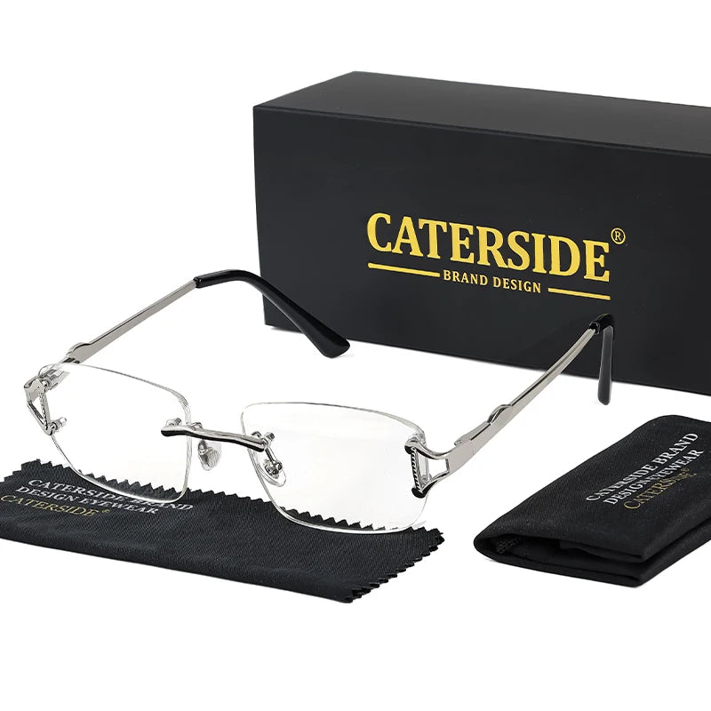 CATERSIDE New Retro Rimless Sunglasses Men's Rectangular Personalized Brand Design Sun Glasses Women Party Festival Eyewear Gift