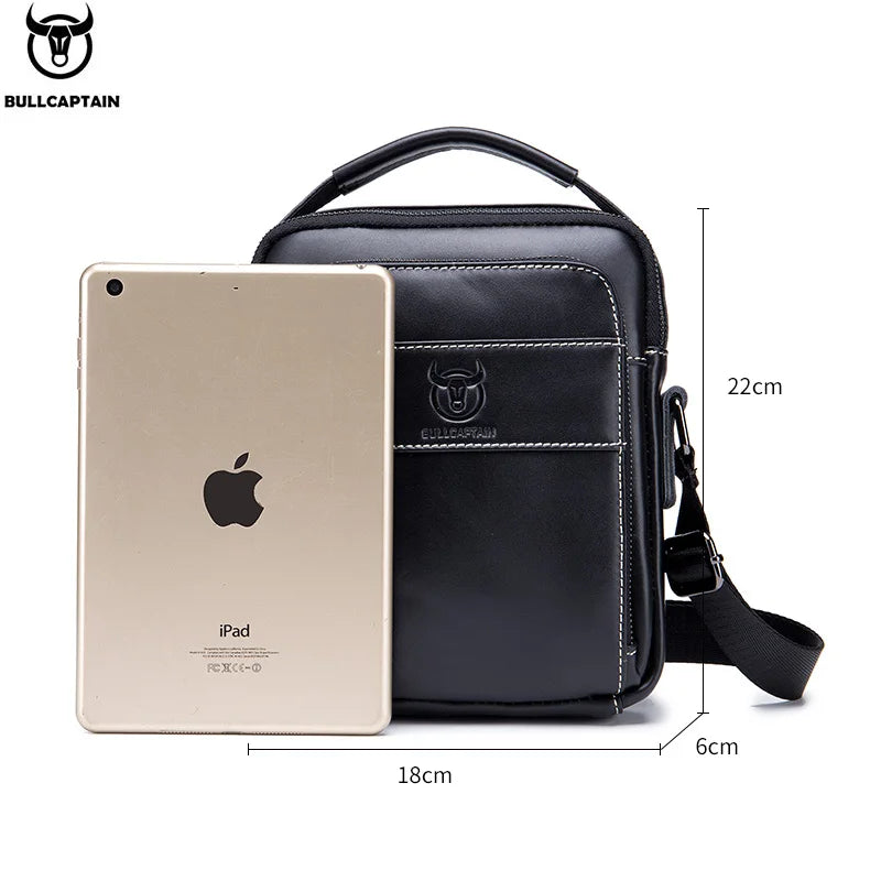BULLCAPTAIN 2025Brand Leather Retro Zipper Messenger Bag Men's Shoulder Bag Fashion Handsome Handbag Casual Men's Messenger Bag