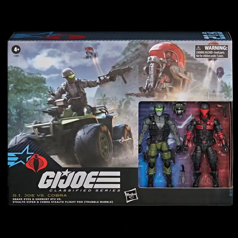 【Pre Sale】Original Hasbro G.I. Joe SNAKE EYES & VARMINT ATV VS.STEALTH VIPER & COBRA STEALTH FLIGHT POD (TRUBBLE BUBBLE) Action