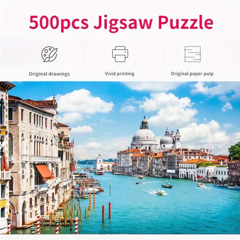 500 Pieces Jigsaw Puzzle for Adults Painting Santa Maria Canal Paper Puzzle Home Decor Wall Display Halloween Christmas Birthday