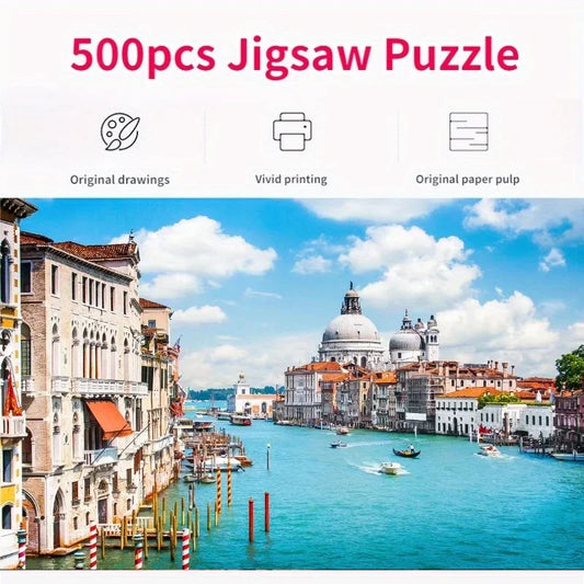 500 Pieces Jigsaw Puzzle for Adults Painting Santa Maria Canal Paper Puzzle Home Decor Wall Display Halloween Christmas Birthday