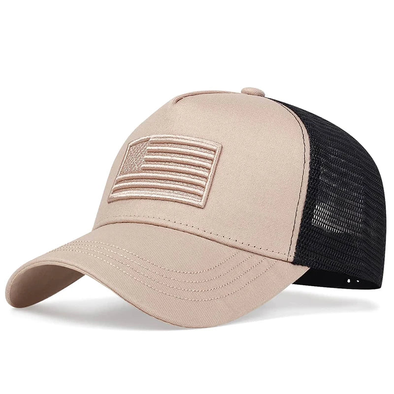 American US Flag Embroidery Baseball Net Caps Season Outdoor Adjust Casual Hats