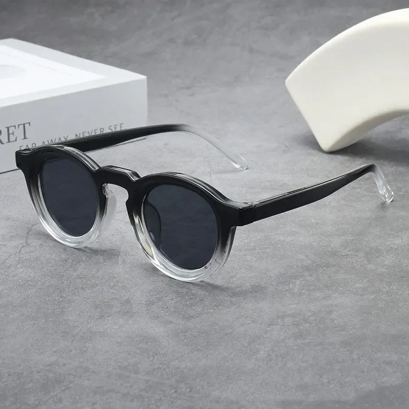 JNPCXI New Round Sunglasses Women Men Punk Shades Retro Trending Sun Glasses Clear Lens Frame UV400 Female