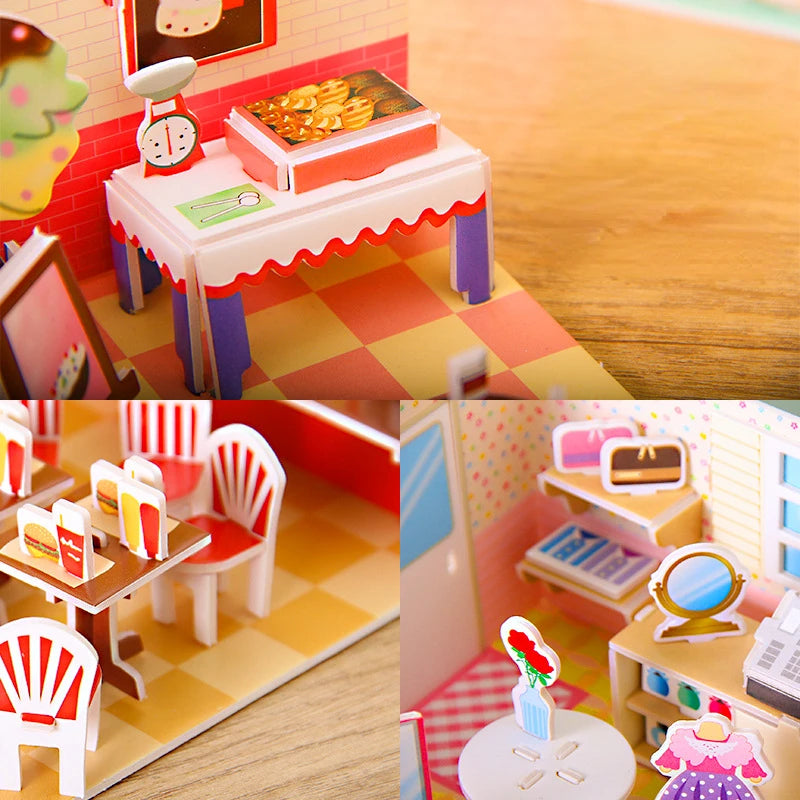 Paper 3D Jigsaw Puzzle Handmade Bedroom Livingroom Kitchen Bathroom Kindergarten Small Gift Toy Children Puzzle Educational Toys
