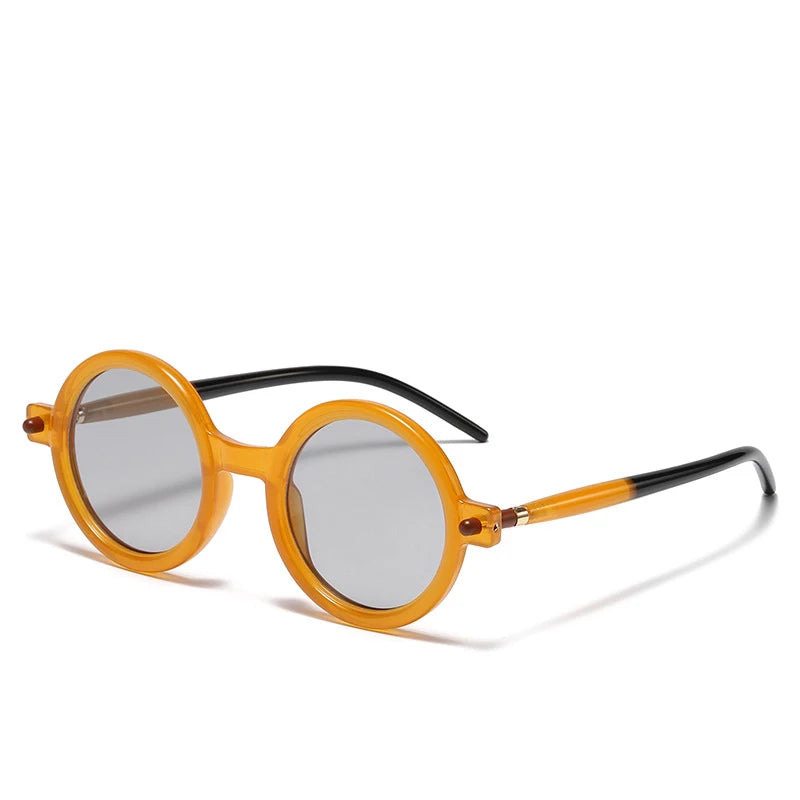 JNPCXI Retro Sunglasses Round Blue Light Glasses Men Vintage Eyeglasses Eyewear Women Trending Rivets Sun Glasses